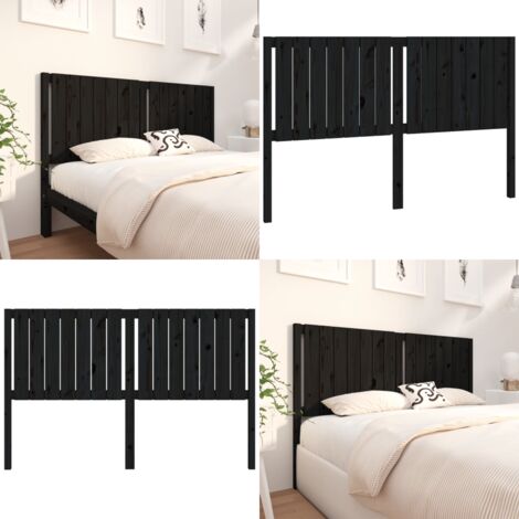 Cabecero de cama madera maciza de pino negro 165,5x4x100 cm - Madera de pino - Cabecero de cama negro