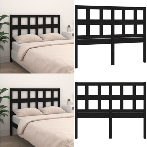 Cabecero de cama madera maciza de pino negro 165,5x4x100 cm - Madera de pino - Diseño rústico