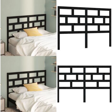 Cabecero de cama madera maciza de pino negro 166x4x100 cm - Madera de pino - Cabecero de cama negro