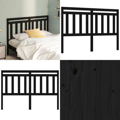 Cabecero de cama madera maciza de pino negro 166x4x100 cm - Madera de pino - Cabecero de cama negro