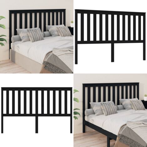 Cabecero de cama madera maciza de pino negro 166x4x100 cm - Madera de pino - Cabecero de cama negro