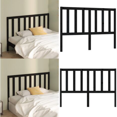 Cabecero de cama madera maciza de pino negro 166x4x100 cm - Madera de pino - Cabecero de cama negro