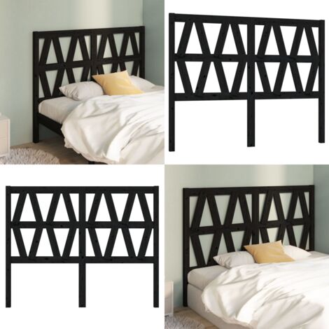 Cabecero de cama madera maciza de pino negro 166x4x100 cm - Madera de pino - Cabecero de cama negro