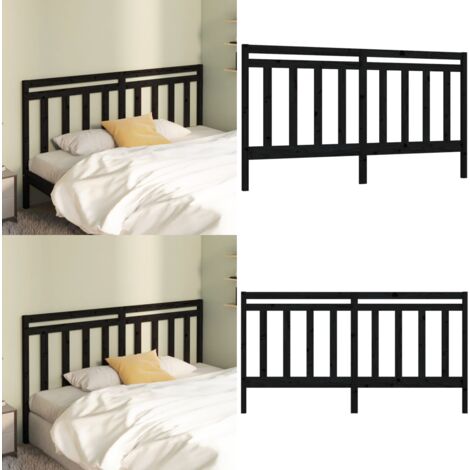 Cabecero de cama madera maciza de pino negro 186x4x100 cm - Madera de pino - Cabecero de cama negro