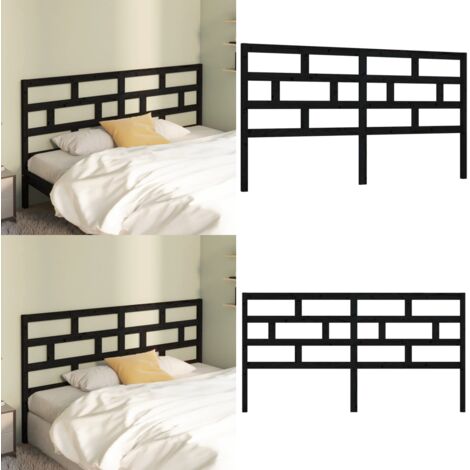 Cabecero de cama madera maciza de pino negro 186x4x100 cm - Madera de pino - Cabecero de cama negro