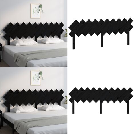 Cabecero de cama madera maciza de pino negro 196x3x80,5 cm - Madera de pino - Diseño rústico