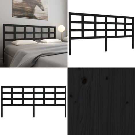Cabecero de cama madera maciza de pino negro 205,5x4x100 cm - Madera de pino - Cabecero de cama negro