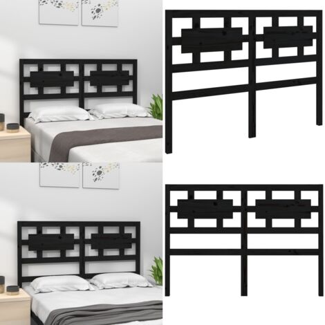 Cabecero de cama madera maciza de pino negro 205,5x4x100 cm - Madera de pino - Diseño rústico