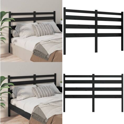Cabecero de cama madera maciza de pino negro 206x4x100 cm - Madera de pino - Cabecero de cama negro
