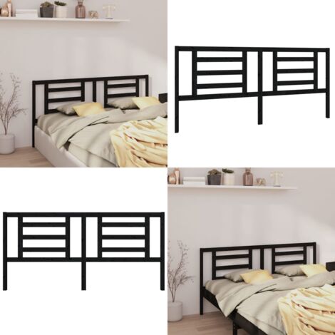 Cabecero de cama madera maciza de pino negro 206x4x100 cm - Madera de pino - Cabecero de cama negro