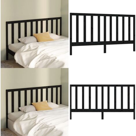 Cabecero de cama madera maciza de pino negro 206x4x100 cm - Madera de pino - Cabecero de cama negro