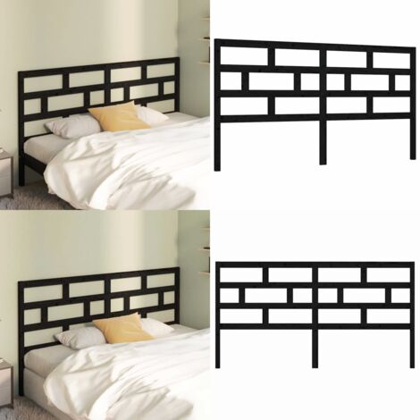 Cabecero de cama madera maciza de pino negro 206x4x100 cm - Madera de pino - Cabecero de cama negro