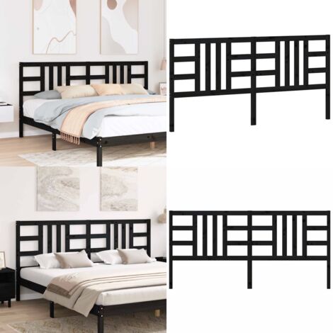 Cabecero de cama madera maciza de pino negro 206x4x100 cm - Madera de pino - Cabecero de cama negro