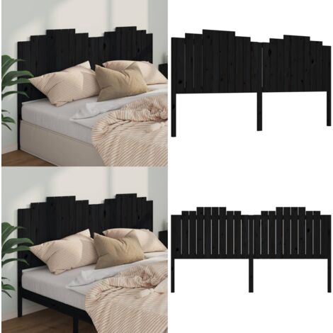 Cabecero de cama madera maciza de pino negro 206x4x110 cm - Madera de pino - Diseño rústico