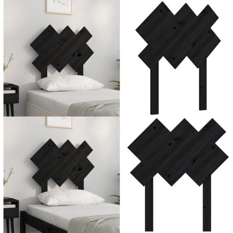 Cabecero de cama madera maciza de pino negro 72,5x3x81 cm - Madera de pino - Diseño rústico