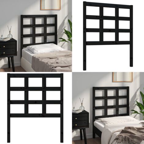 Cabecero de cama madera maciza de pino negro 80,5x4x100 cm - Madera de pino - Cabecero de cama negro