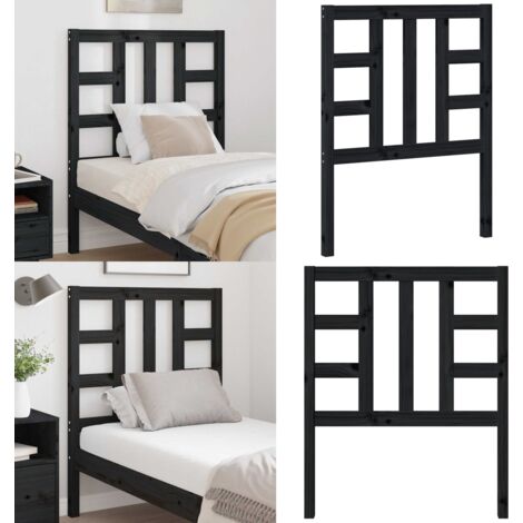 Cabecero de cama madera maciza de pino negro 81x4x100 cm - Madera de pino - Cabecero de cama negro