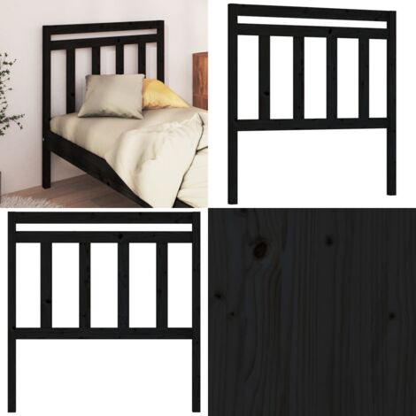 Cabecero de cama madera maciza de pino negro 81x4x100 cm - Madera de pino - Cabecero de cama negro
