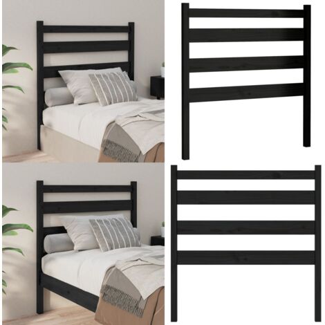 Cabecero de cama madera maciza de pino negro 81x4x100 cm - Madera de pino - Cabecero de cama negro
