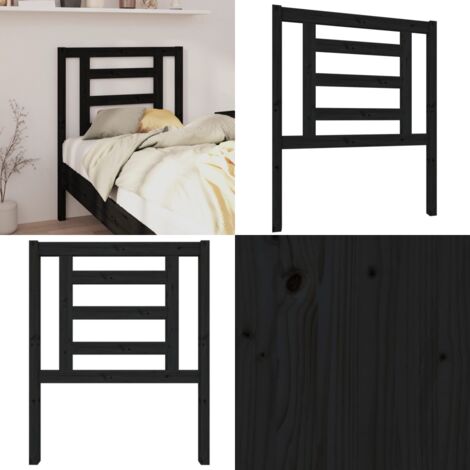 Cabecero de cama madera maciza de pino negro 81x4x100 cm - Madera de pino - Cabecero de cama negro