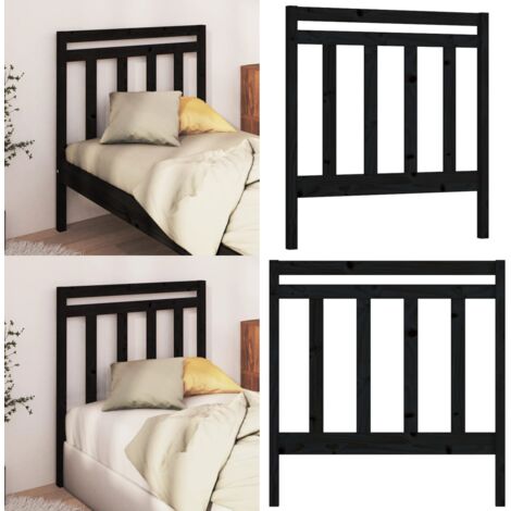 Cabecero de cama madera maciza de pino negro 81x4x100 cm - Madera de pino - Cabecero de cama negro