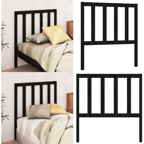 Cabecero de cama madera maciza de pino negro 81x4x100 cm - Madera de pino - Cabecero de cama negro
