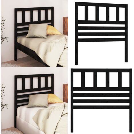 Cabecero de cama madera maciza de pino negro 81x4x100 cm - Madera de pino - Cabecero de cama negro