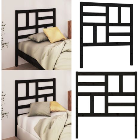 Cabecero de cama madera maciza de pino negro 81x4x104 cm - Madera de pino - Cabecero de cama negro