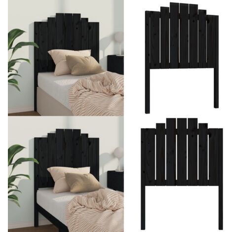 Cabecero de cama madera maciza de pino negro 81x4x110 cm - Madera de pino - Diseño rústico
