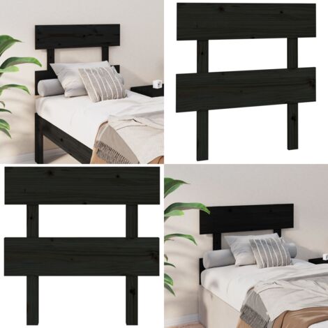 Cabecero de cama madera maciza de pino negro 93,5x3x81 cm - Madera de pino - Cabecero de cama negro