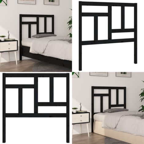 Cabecero de cama madera maciza de pino negro 95,5x4x100 cm - Madera de pino - Cabecero de cama negro
