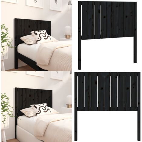 Cabecero de cama madera maciza de pino negro 95,5x4x100 cm - Madera de pino - Cabecero de cama negro