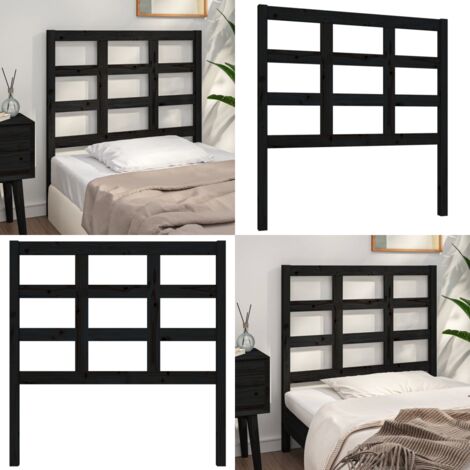 Cabecero de cama madera maciza de pino negro 95,5x4x100 cm - Madera de pino - Cabecero de cama negro