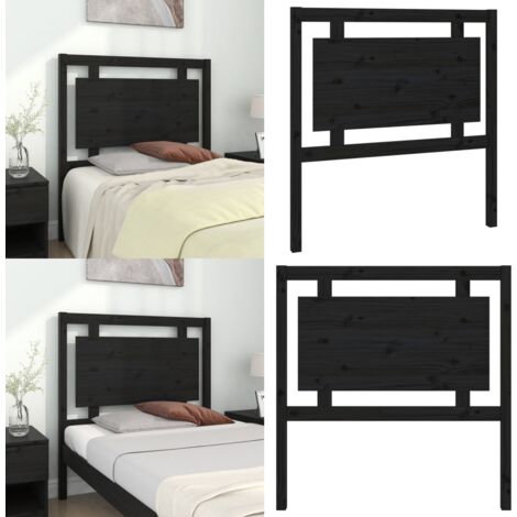 Cabecero de cama madera maciza de pino negro 95,5x4x100 cm - Madera de pino - Diseño rústico