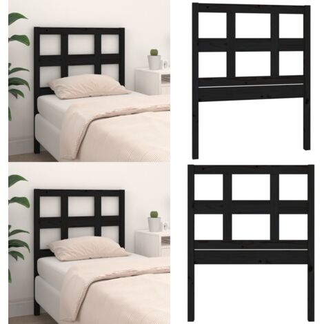 Cabecero de cama madera maciza de pino negro 95,5x4x100 cm - Madera de pino - Diseño rústico