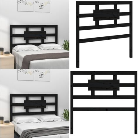 Cabecero de cama madera maciza de pino negro 95,5x4x100 cm - Madera de pino - Diseño rústico