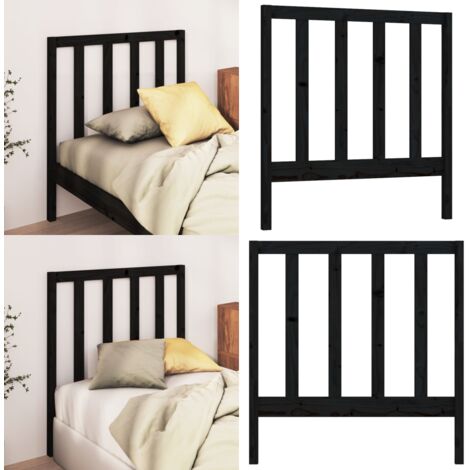 Cabecero de cama madera maciza de pino negro 95x4x100 cm - Madera de pino - Cabecero de cama negro