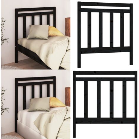 Cabecero de cama madera maciza de pino negro 95x4x100 cm - Madera de pino - Cabecero de cama negro