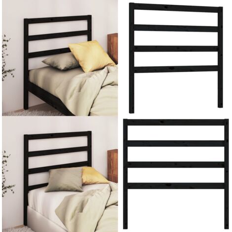 Cabecero de cama madera maciza de pino negro 96x4x100 cm - Madera de pino - Cabecero de cama negro