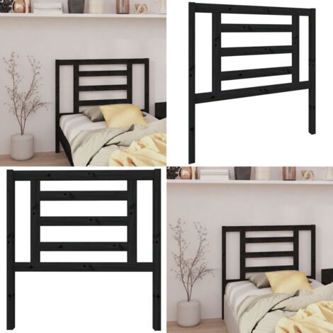 Cabecero de cama madera maciza de pino negro 96x4x100 cm - Madera de pino - Cabecero de cama negro