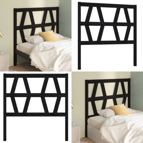 Cabecero de cama madera maciza de pino negro 96x4x100 cm - Madera de pino - Cabecero de cama negro