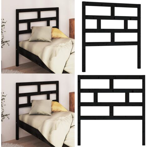 Cabecero de cama madera maciza de pino negro 96x4x100 cm - Madera de pino - Cabecero de cama negro