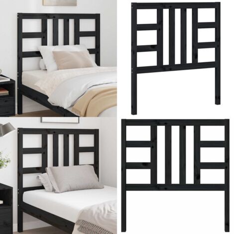 Cabecero de cama madera maciza de pino negro 96x4x100 cm - Madera de pino - Cabecero de cama negro