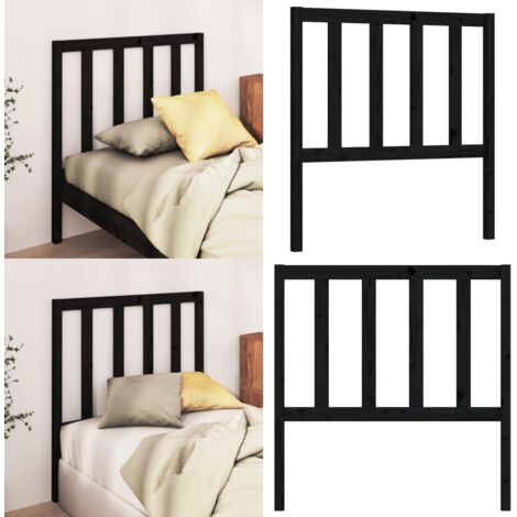 Cabecero de cama madera maciza de pino negro 96x4x100 cm - Madera de pino - Cabecero de cama negro