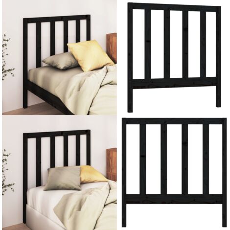 Cabecero de cama madera maciza de pino negro 96x4x100 cm - Madera de pino - Cabecero de cama negro