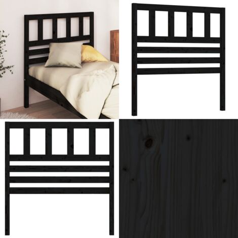 Cabecero de cama madera maciza de pino negro 96x4x100 cm - Madera de pino - Cabecero de cama negro
