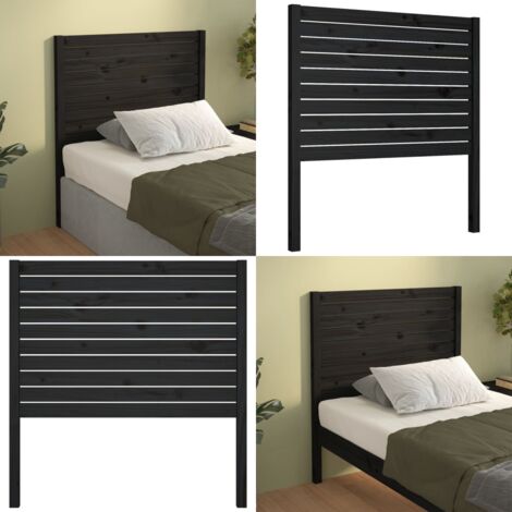 Cabecero de cama madera maciza de pino negro 96x4x100 cm - Madera de pino - Cabecero de cama negro