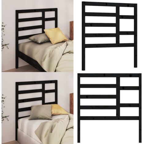 Cabecero de cama madera maciza de pino negro 96x4x104 cm - Madera de pino - Cabecero de cama negro