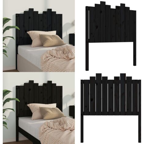 Cabecero de cama madera maciza de pino negro 96x4x110 cm - Madera de pino - Diseño rústico