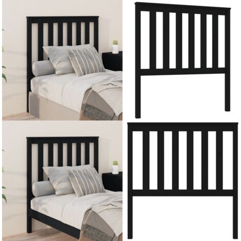 Cabecero de cama madera maciza de pino negro 96x6x101 cm - Madera de pino - Cabecero de cama negro